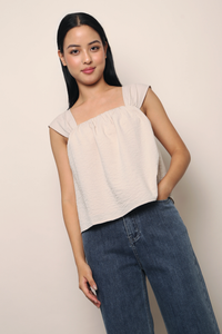 Marina Fan Sleeves Top Cream