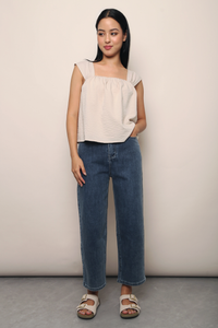 Marina Fan Sleeves Top Cream