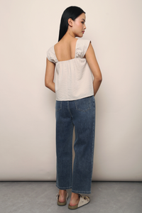 Marina Fan Sleeves Top Cream