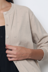 Marjorie Eyelet Cardigan Beige