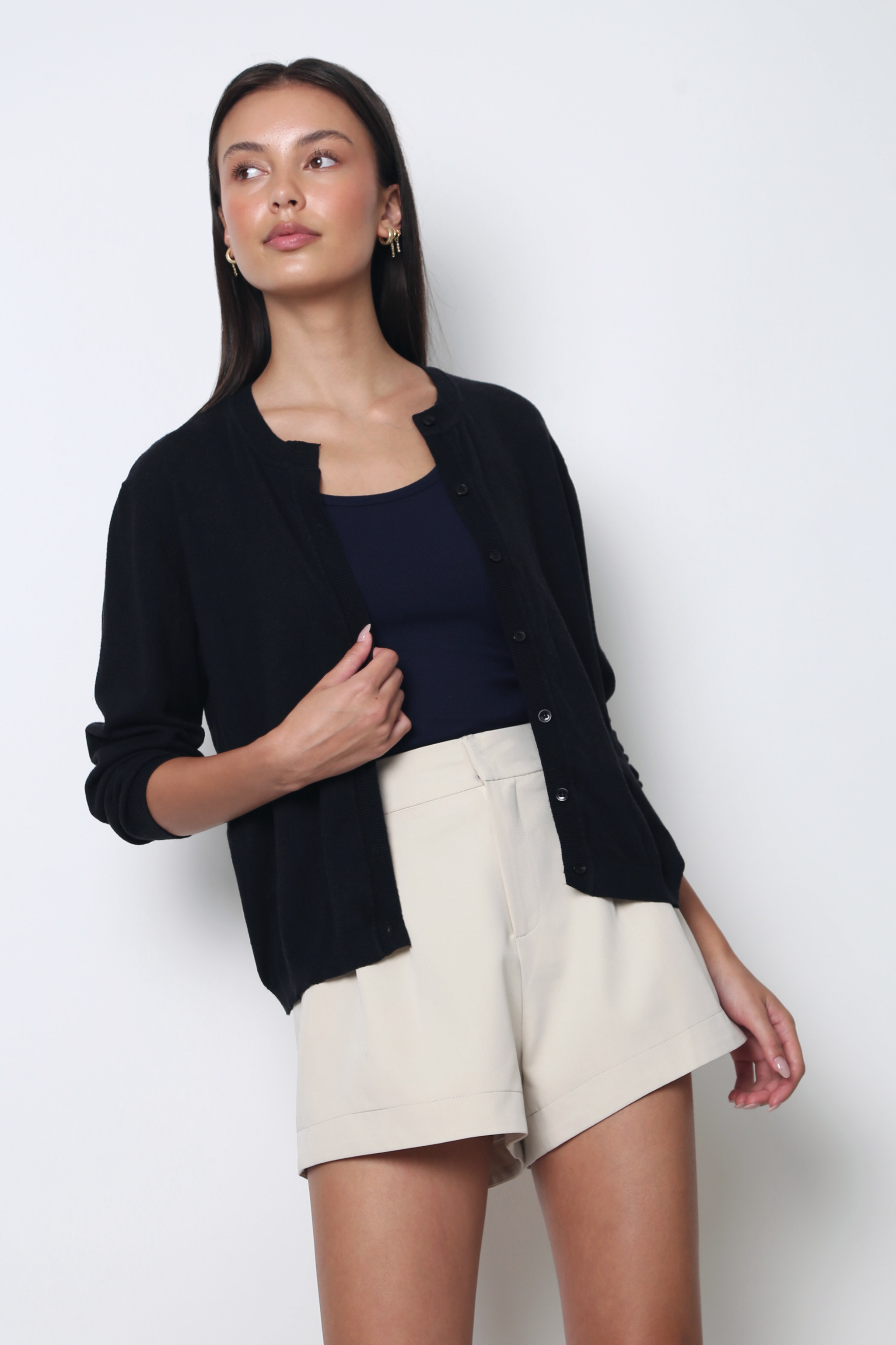 Marjorie Eyelet Cardigan Black