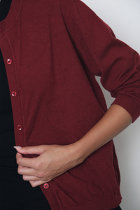 Marjorie Eyelet Cardigan Cherry