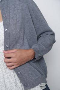 Marjorie Eyelet Cardigan Grey