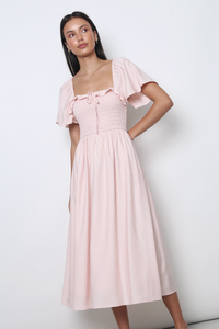 Marseille Smocked Midaxi Dress Blush