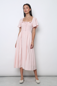 Marseille Smocked Midaxi Dress Blush