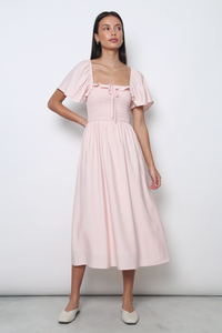 Marseille Smocked Midaxi Dress Blush