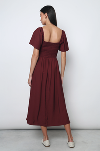 Marseille Smocked Midaxi Dress Garnet