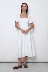 Marseille Smocked Midaxi Dress White