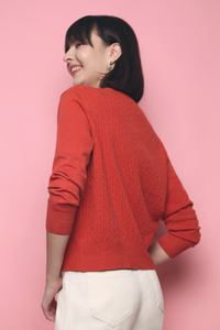 Meiji Cable Knit Cardigan Rust