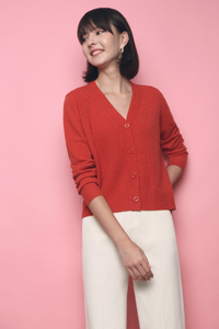 Meiji Cable Knit Cardigan Rust