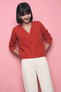 Meiji Cable Knit Cardigan Rust