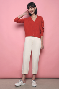 Meiji Cable Knit Cardigan Rust
