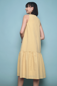 Melia Peplum Midi Dress Yellow