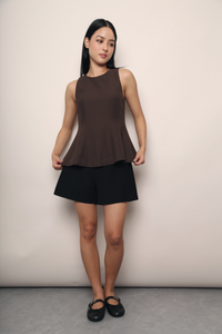 Mignon Panel Peplum Top Brown (Restock)