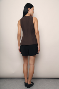Mignon Panel Peplum Top Brown (Restock)