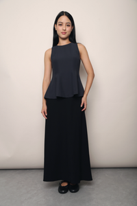 Mignon Panel Peplum Top Navy (Restock)