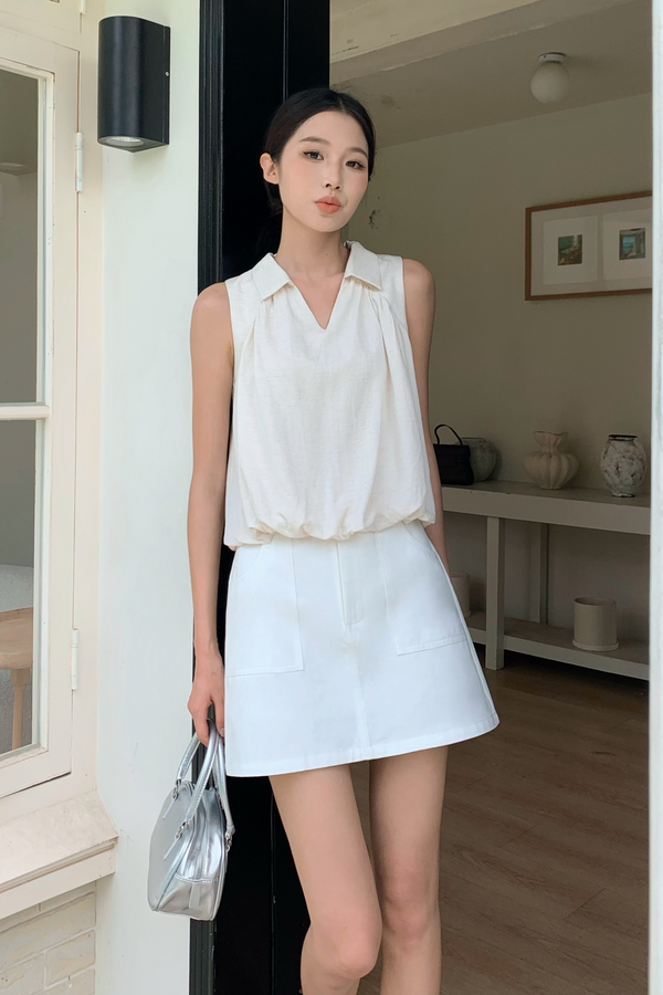 Miu Collar Bubble Blouse Ivory