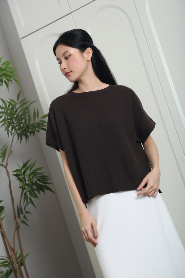 Montreux Boxy Knit Blouse Brown