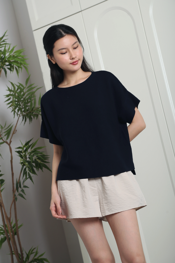 Montreux Boxy Knit Blouse Navy