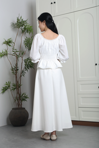 Moonlily Lace Trim Blouse White