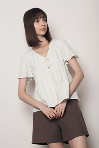 Musee Ribbon Babydoll Top Ivory