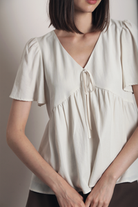 Musee Ribbon Babydoll Top Ivory