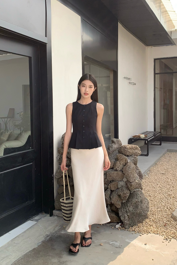 Mystic Fishtail Midaxi Skirt Champagne