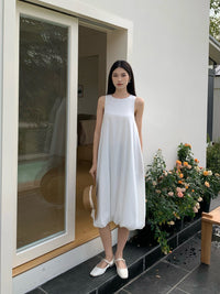 Nala Bubble Midi Dress White