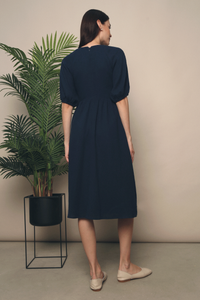 Nissa Muslin Midi Dress Navy
