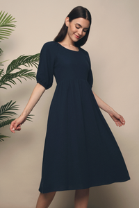 Nissa Muslin Midi Dress Navy