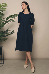 Nissa Muslin Midi Dress Navy
