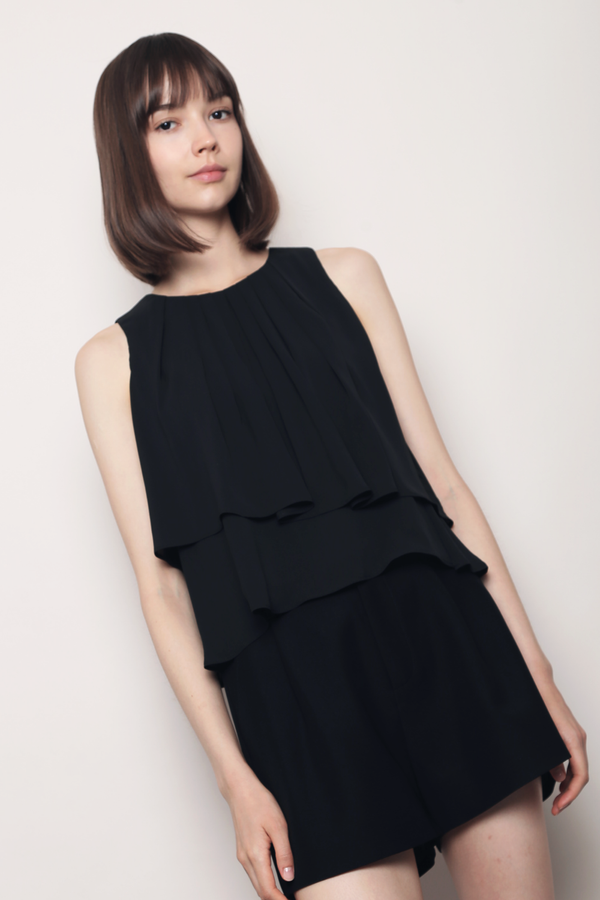 Noosa Breezy Tiered Blouse Black