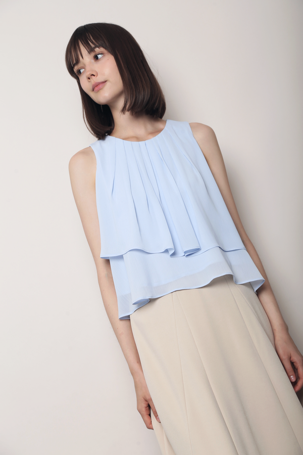 Noosa Breezy Tiered Blouse Powder Blue