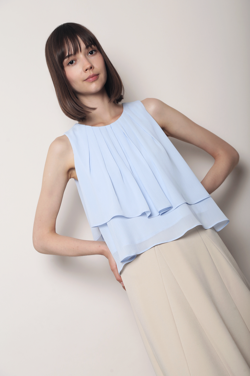 Noosa Breezy Tiered Blouse Powder Blue