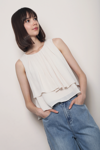 Noosa Breezy Tiered Blouse Cream