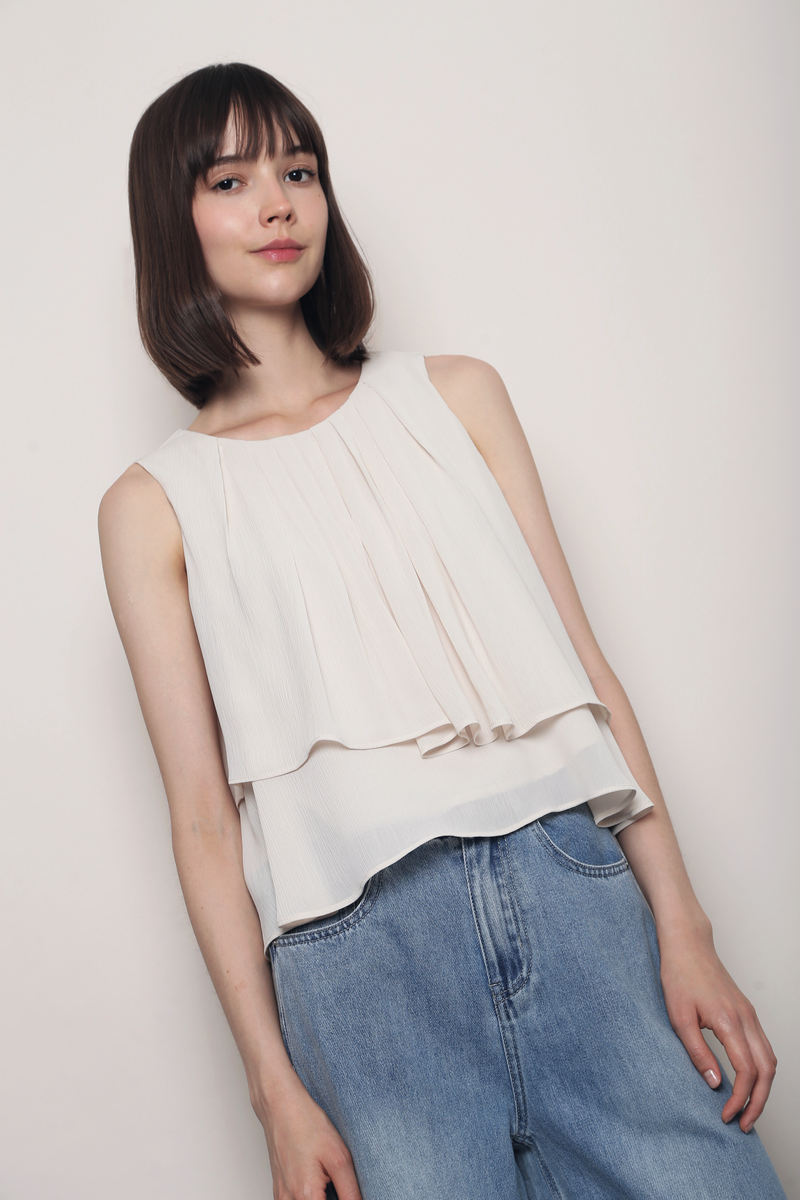 Noosa Breezy Tiered Blouse Cream