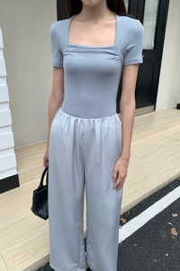 Poise Trapeze Neck Tee Dusty Blue