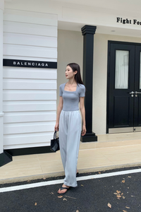 Poise Trapeze Neck Tee Dusty Blue