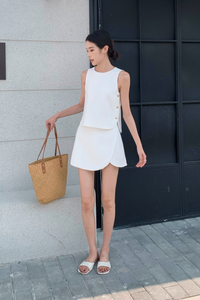 Parker Side Button Sleeveless Blouse White