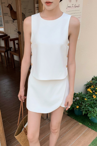 Parker Side Button Sleeveless Blouse White