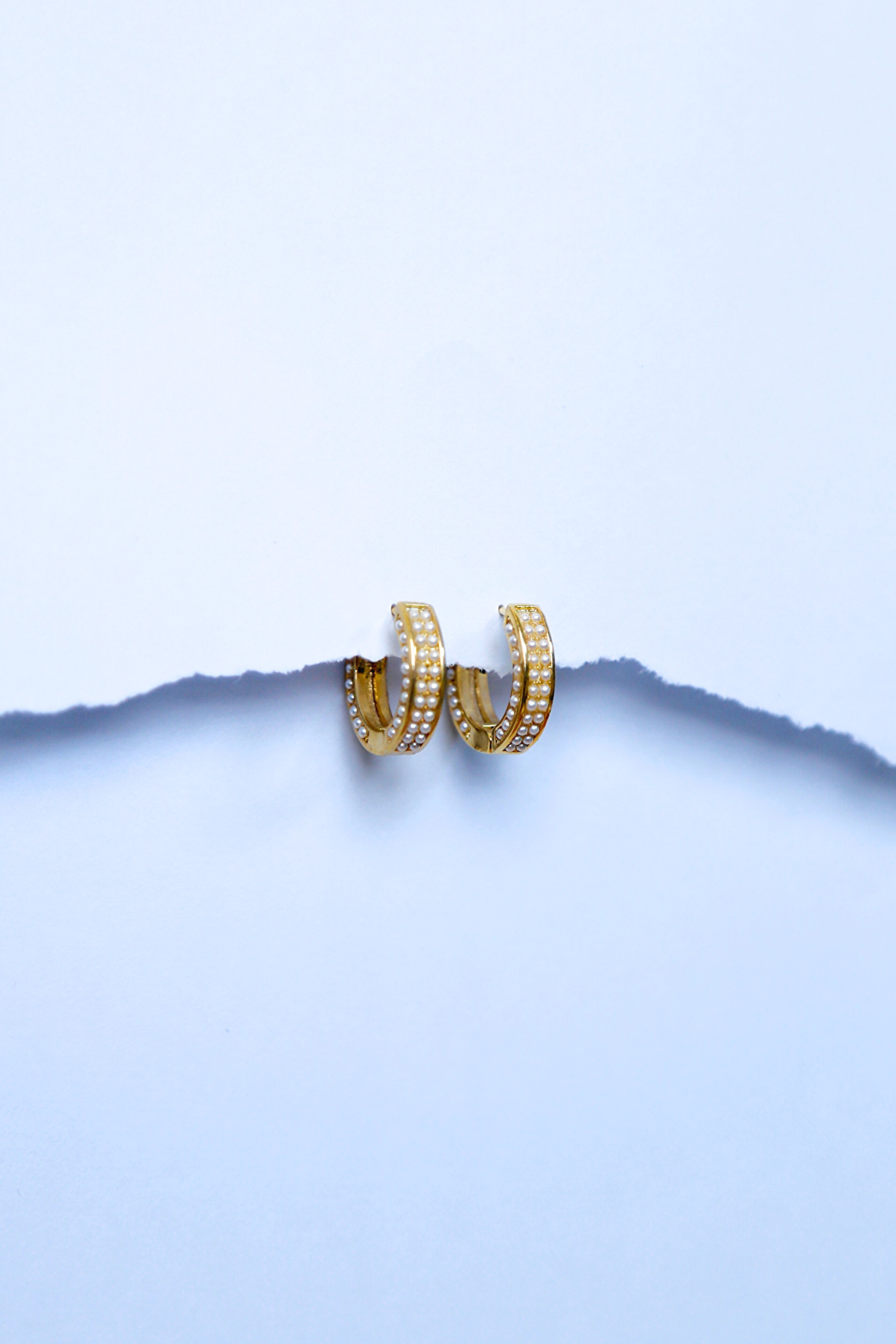 Pearl Aligned Hoop Earrings