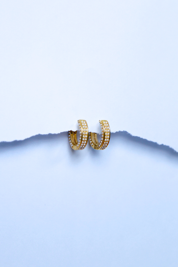 Pearl Aligned Hoop Earrings
