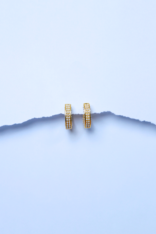 Pearl Aligned Hoop Earrings