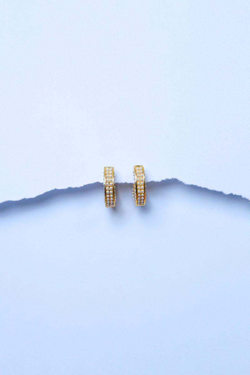 Pearl Aligned Hoop Earrings