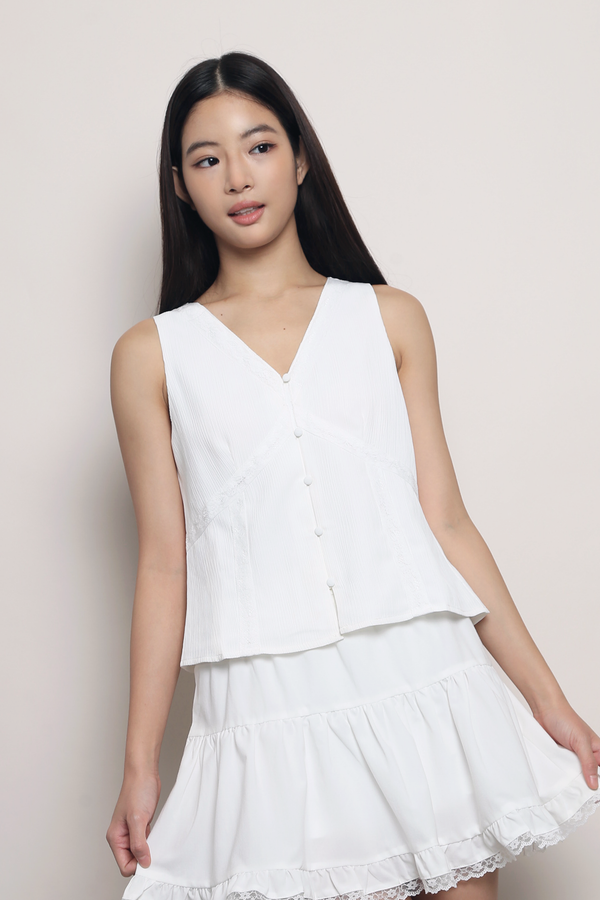 Perfect Form Lace Shift Blouse White (Backorder)