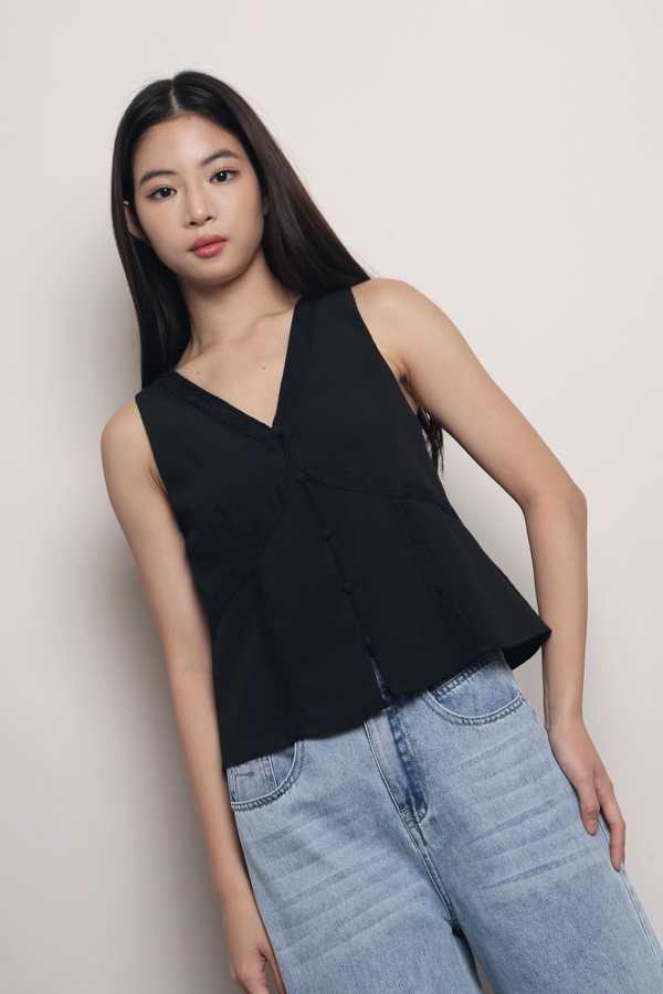 Perfect Form Lace Shift Blouse Black (Backorder)