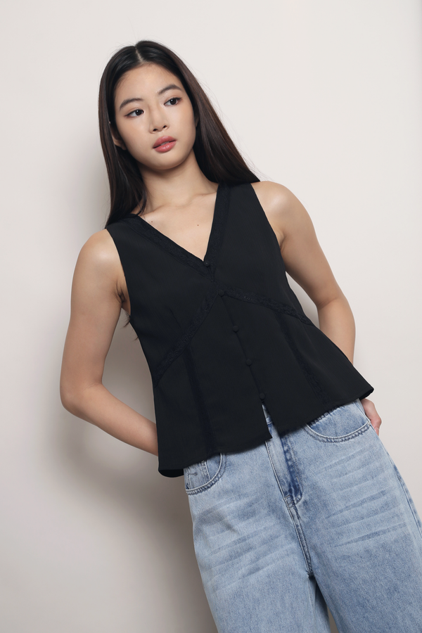 Perfect Form Lace Shift Blouse Black (Backorder)