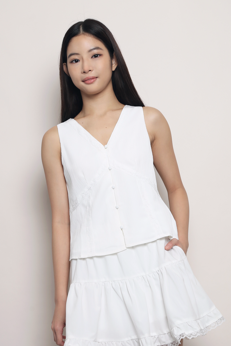 Perfect Form Lace Shift Blouse White (Backorder)