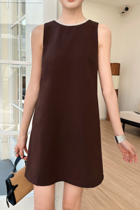 Perla Shift Dress Chestnut Brown