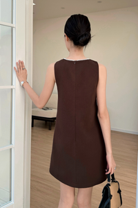 Perla Shift Dress Chestnut Brown
